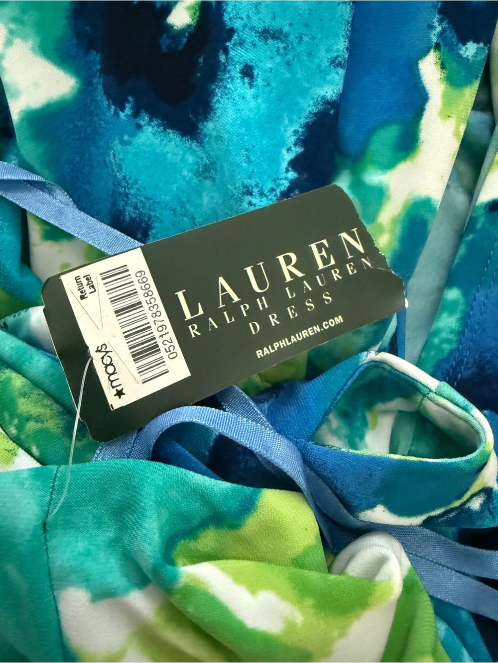 NWT Lauren by Ralph Lauren Blue & Green Floral V-Neck Sleeveless Dress! 16W NEW! - Picture 7 of 10